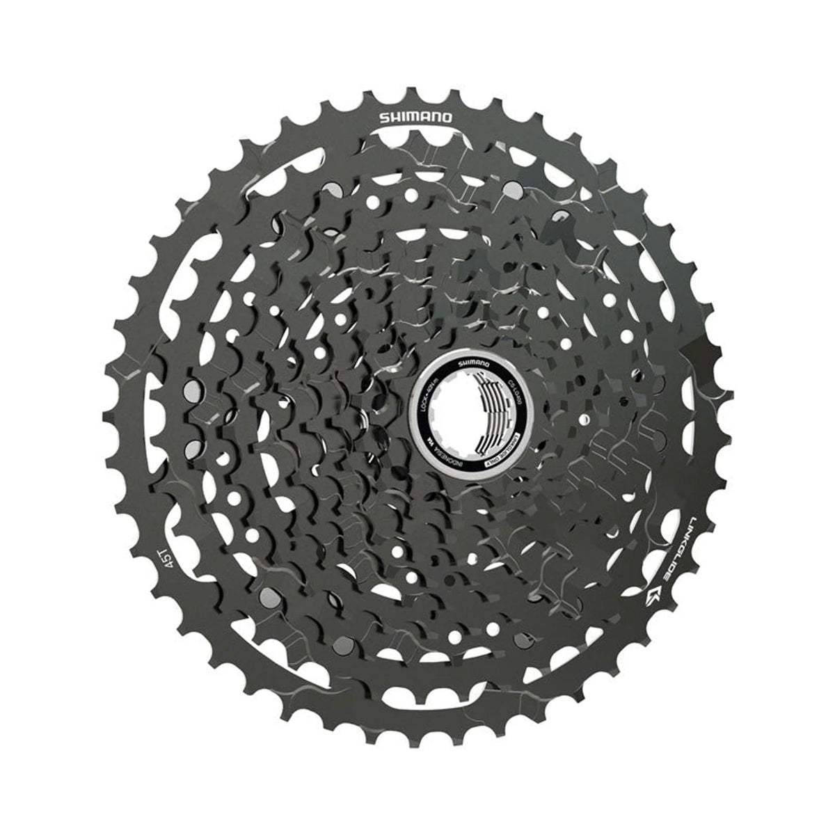 Shimano CUES CS-LG400-11 Cassette - 11-Speed, 11-45t, LINKGLIDE, Black (Bicycle Cassettes & Freewheels) – studio photo