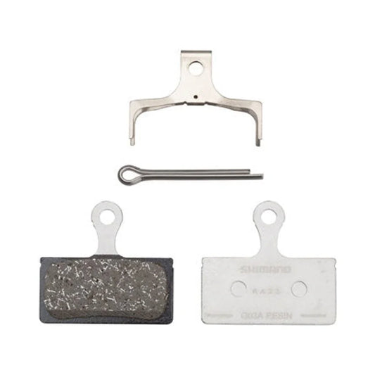 Shimano G05A-RX Disc Brake Pad and Spring - Resin Compound, Alloy Back Plate, One Pair – studio product photo