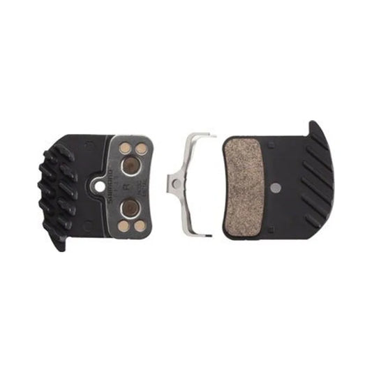 Shimano H03C-MF Disc Brake Pad and Spring - Metal Compound, Finned Aluminum Backplate, One Pair – studio product photo