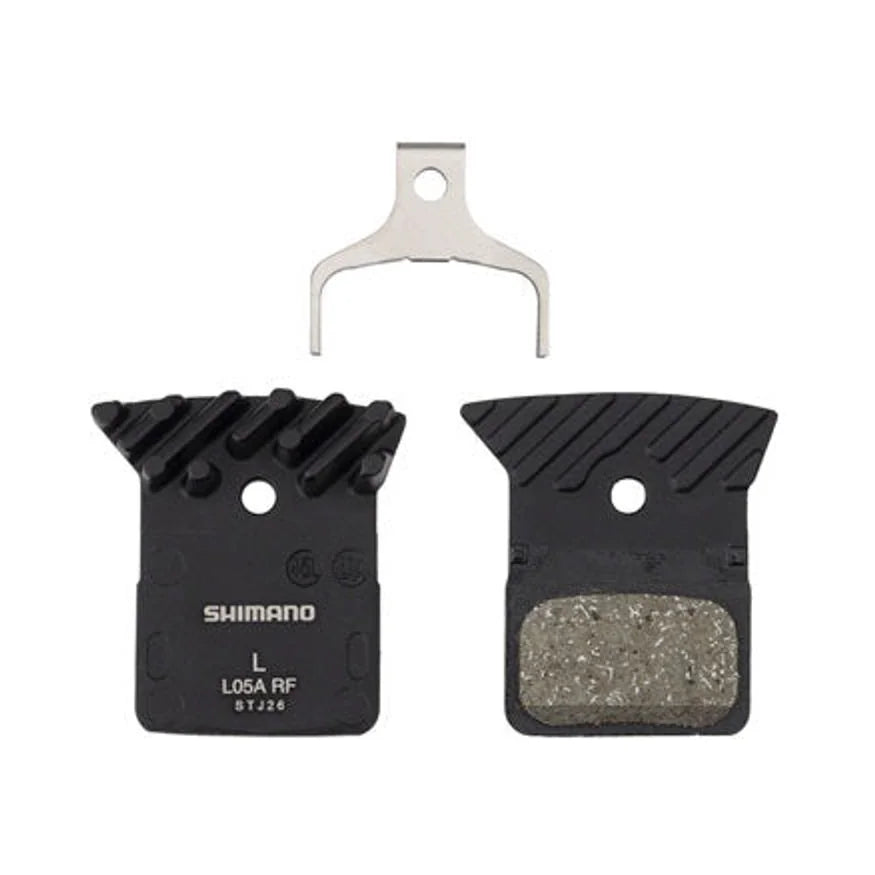 Shimano L05A-RF Disc Brake Pad and Spring - Resin Compound, Finned Alloy Back Plate, One Pair – studio product photo