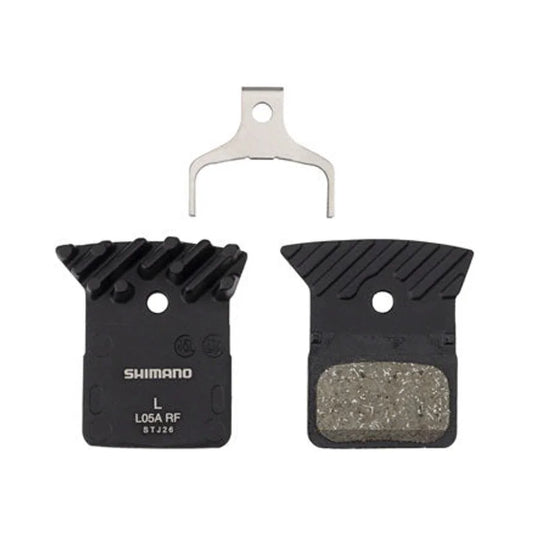 Shimano L05A-RF Disc Brake Pad and Spring - Resin Compound, Finned Alloy Back Plate, One Pair – studio product photo
