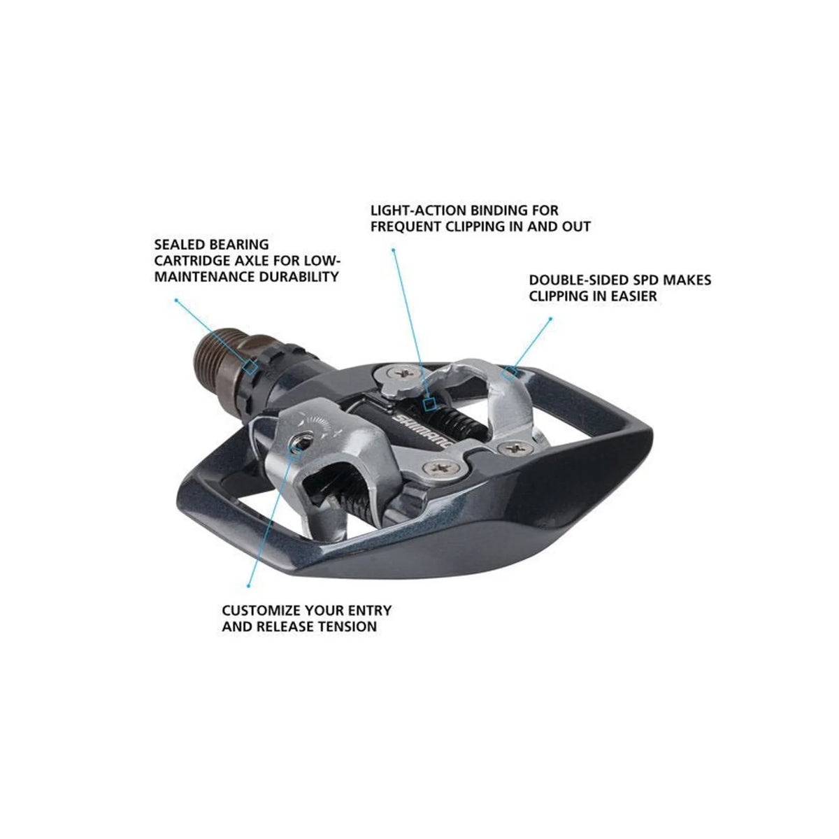 Shimano PD-ED500 Dual Sided SPD Pedals (Bicycle Pedals) – front profile