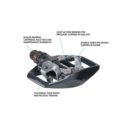 Shimano PD-ED500 Dual Sided SPD Pedals (Bicycle Pedals) – front profile