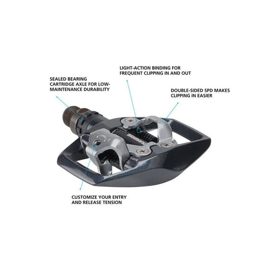 Shimano PD-ED500 Dual Sided SPD Pedals (Bicycle Pedals) – front profile