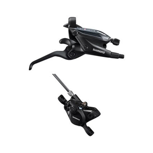 Shimano ST-EF505 EZ Fire Plus Shift/Brake Lever with BR-MT200 Disc Brake Caliper - Right/Rear, 9-Speed, Black – Shimano ST-EF505 EZ Fire Plus Shift/Brake Lever with BR-MT200 Disc Brake Caliper - Right/Rear, 9-Speed, Black (Bicycle