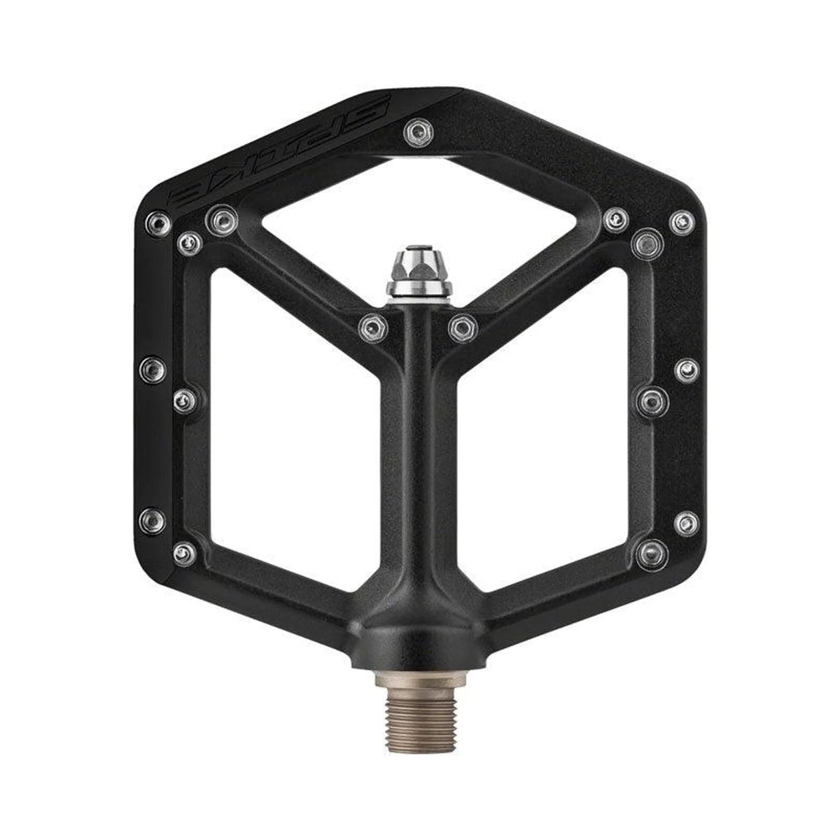 Spank Spike Pedals - Platform, Aluminum, 9/16", Black (Bicycle Pedals) – front profile