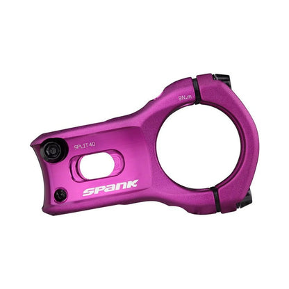 Spank SPLIT 35 Stem - 40mm, 35mm Clamp, 0 Degree, 1-1/8", Purple (Bicycle Stems) – detail angle
