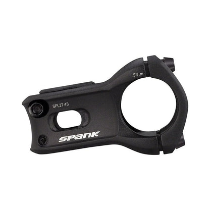 Spank Split Stem - 43mm, 31.8 Clamp, +/-0, 1 1/8", Aluminum, Black (Bicycle Stems) – front profile