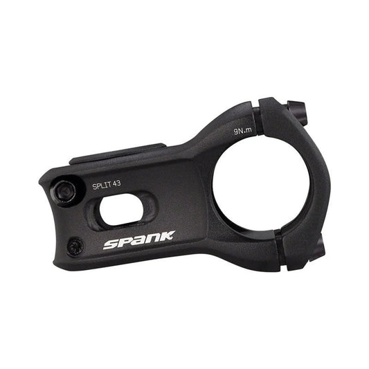 Spank Split Stem - 43mm, 31.8 Clamp, +/-0, 1 1/8", Aluminum, Black (Bicycle Stems) – front profile