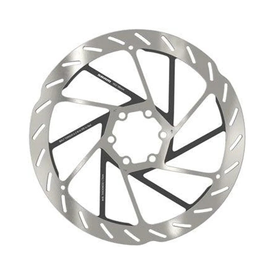 SRAM HS2 Disc Brake Rotor - 180mm, 6-Bolt, Rounded, Silver/Black (Bicycle Brake Rotors) – studio product photo