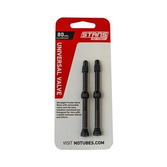 Stan's No Tube Stan's NoTubes Alloy Valve Stems - 80mm, Pair, Black (Bicycle Tire Valves) – studio photo