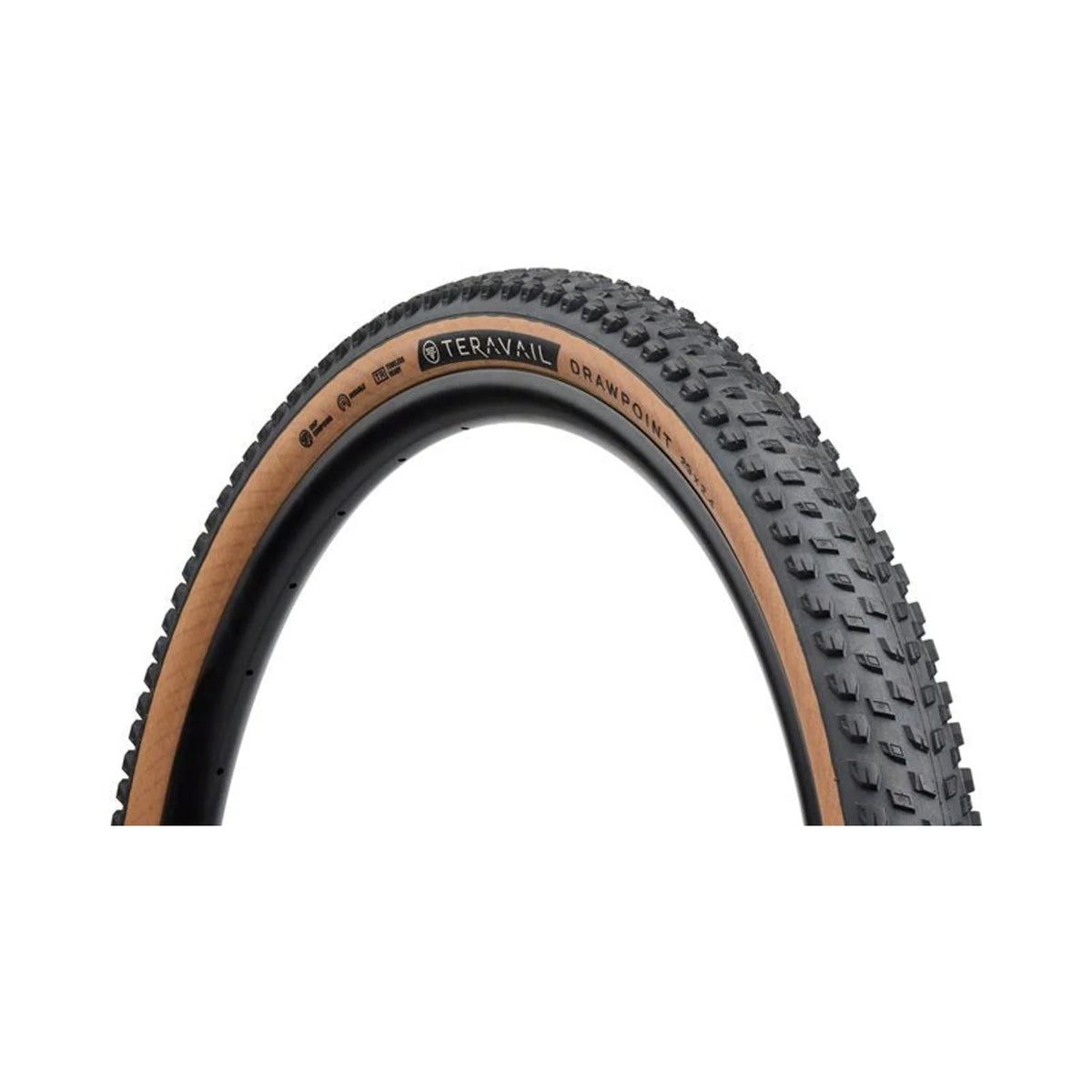 Teravail Drawpoint Tire - 29 x 2.4, Tubeless, Folding, Tan, Light Trail, Grip Compound (Bicycle Tires) – detail angle
