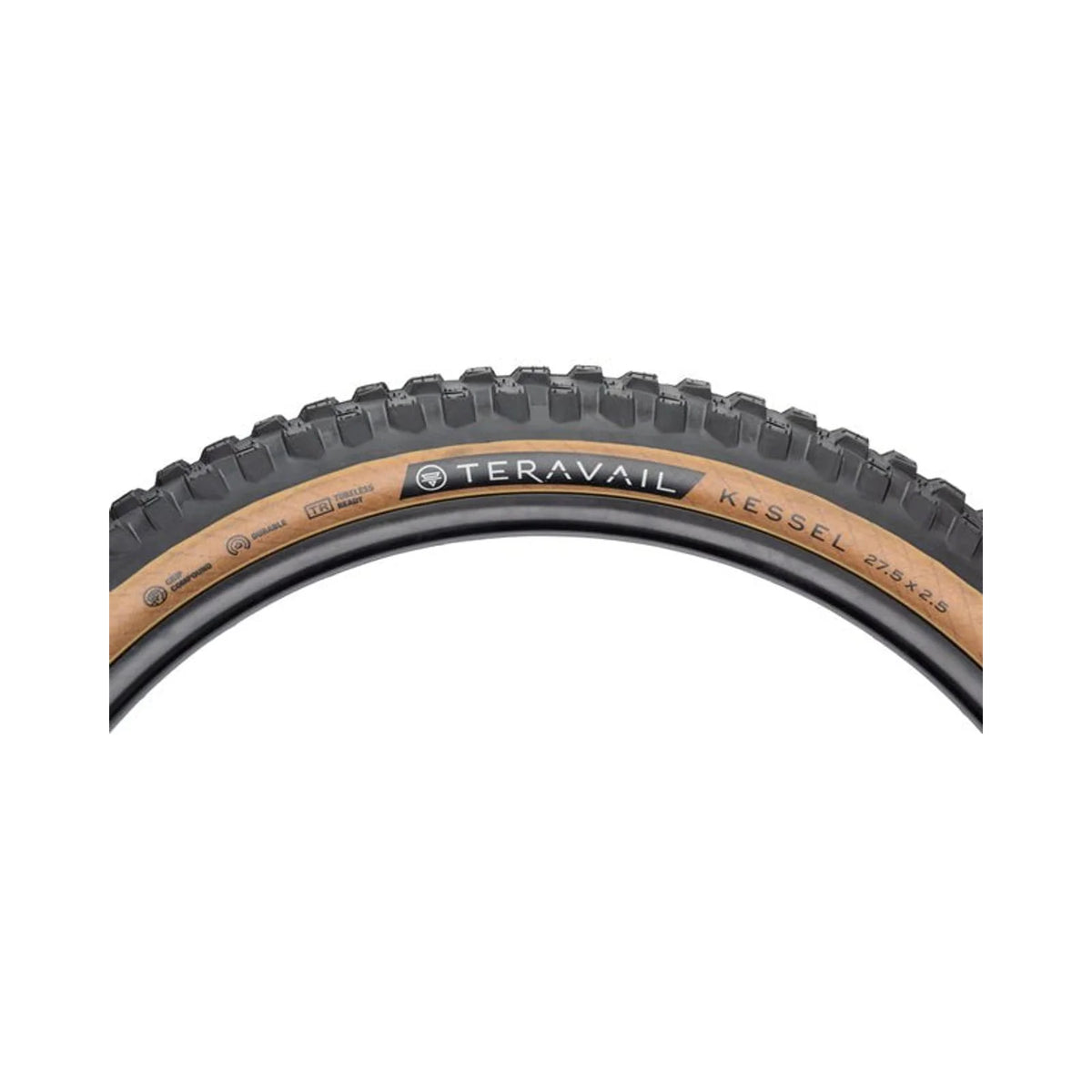 Teravail Kessel Tire - 27.5 x 2.5, Tubeless, Folding, Tan, Durable (Bicycle Tires) – studio photo