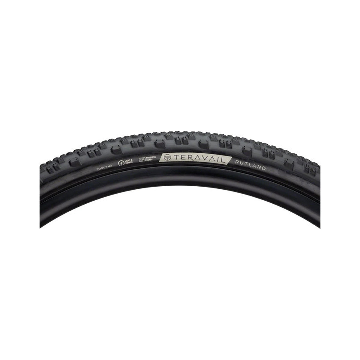 Teravail Rutland Tire - 700 x 42, Tubeless, Folding, Black, Durable (Bicycle Tires) – detail angle