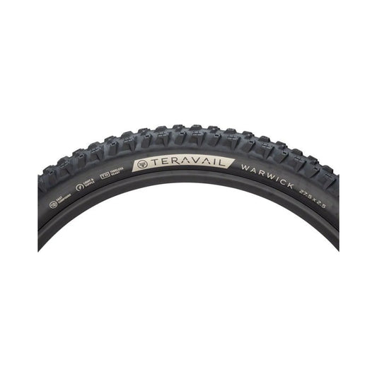 Teravail Warwick Tire - 27.5 x 2.5, Tubeless, Folding, Black, Ultra-Durable, Grip Compund (Bicycle Tires) – detail angle