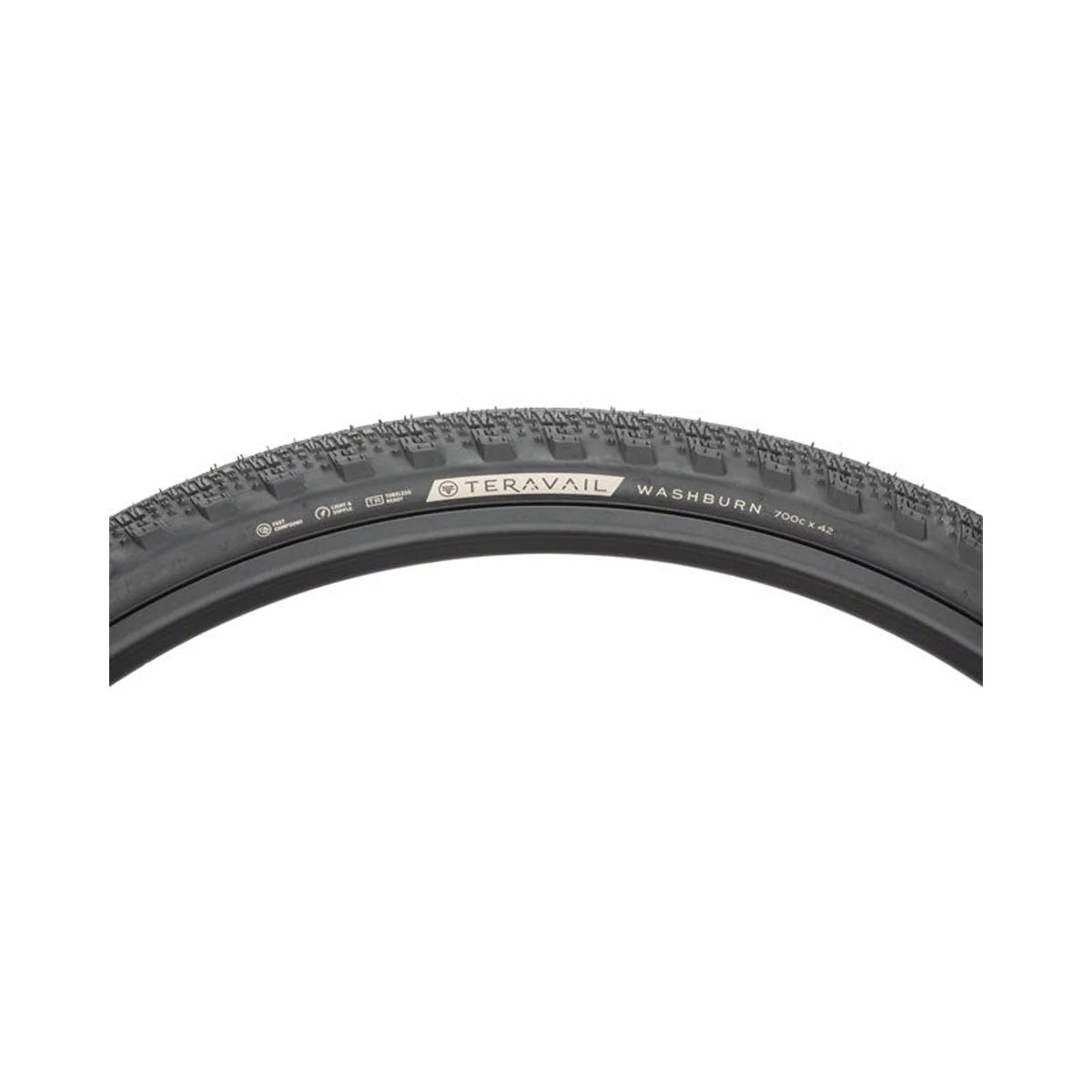 Teravail Washburn Tire - 700 x 42, Tubeless, Folding, Black, Durable (Bicycle Tires) – product view
