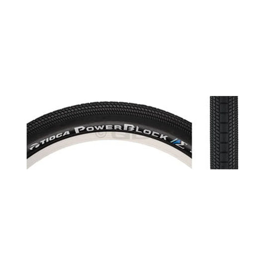 Tioga PowerBlock Tire - 20 x 2.1, Clincher, Wire, Black, 60tpi (Bicycle Tires) – studio product photo