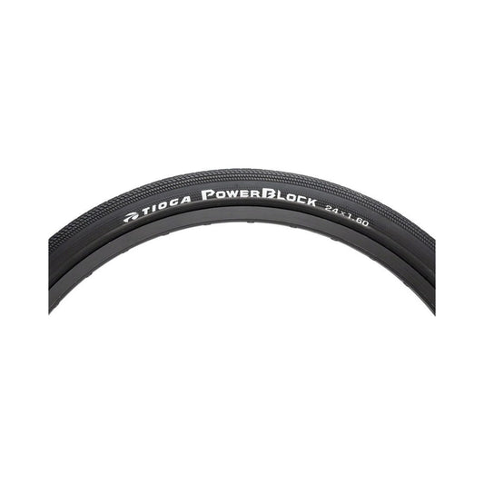 Tioga PowerBlock Tire - 24 x 1.6, Clincher, Wire, Black, 60tpi (Bicycle Tires) – studio photo