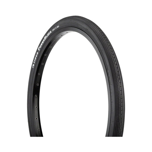 Tioga PowerBlock Tire - 24 x 1.6, Clincher, Wire, Black, 60tpi (Bicycle Tires) – detail angle