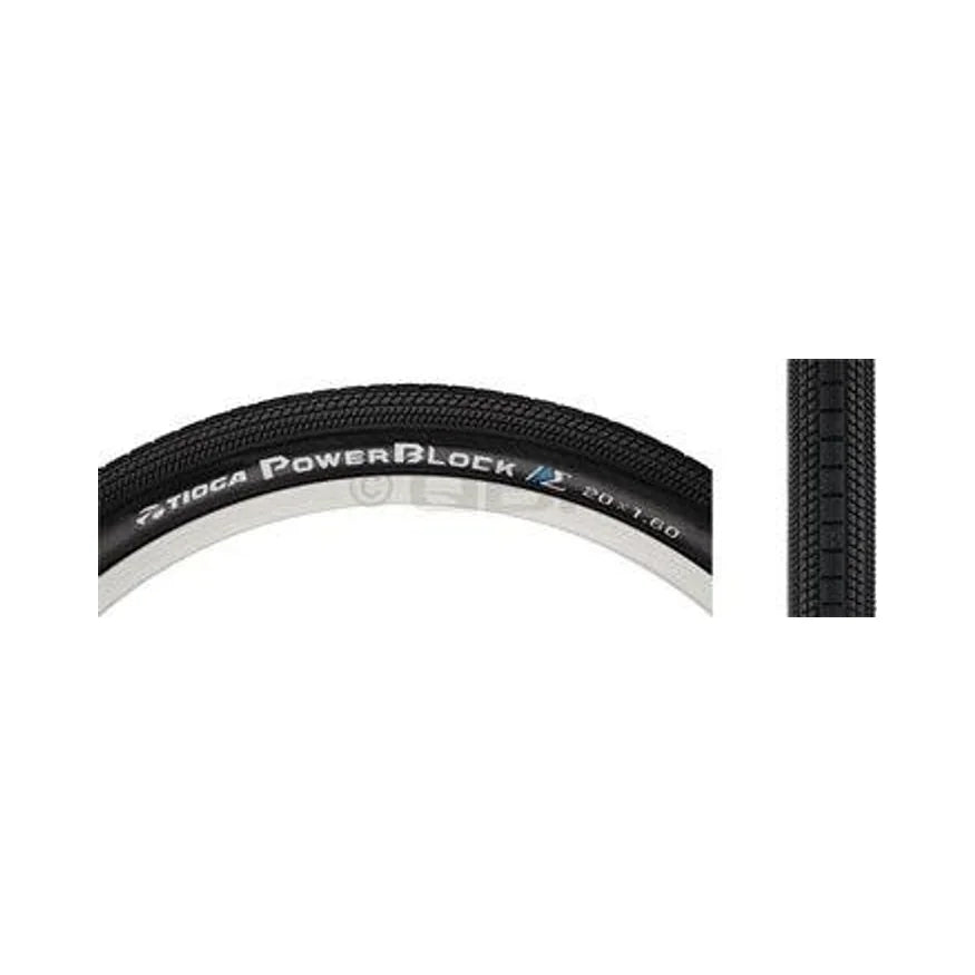 Tioga PowerBlock Tire - 24 x 2.1, Clincher, Wire, Black, 60tpi (Bicycle Tires) – studio product photo