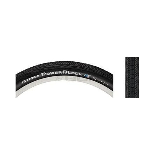 Tioga PowerBlock Tire - 24 x 2.1, Clincher, Wire, Black, 60tpi (Bicycle Tires) – studio product photo