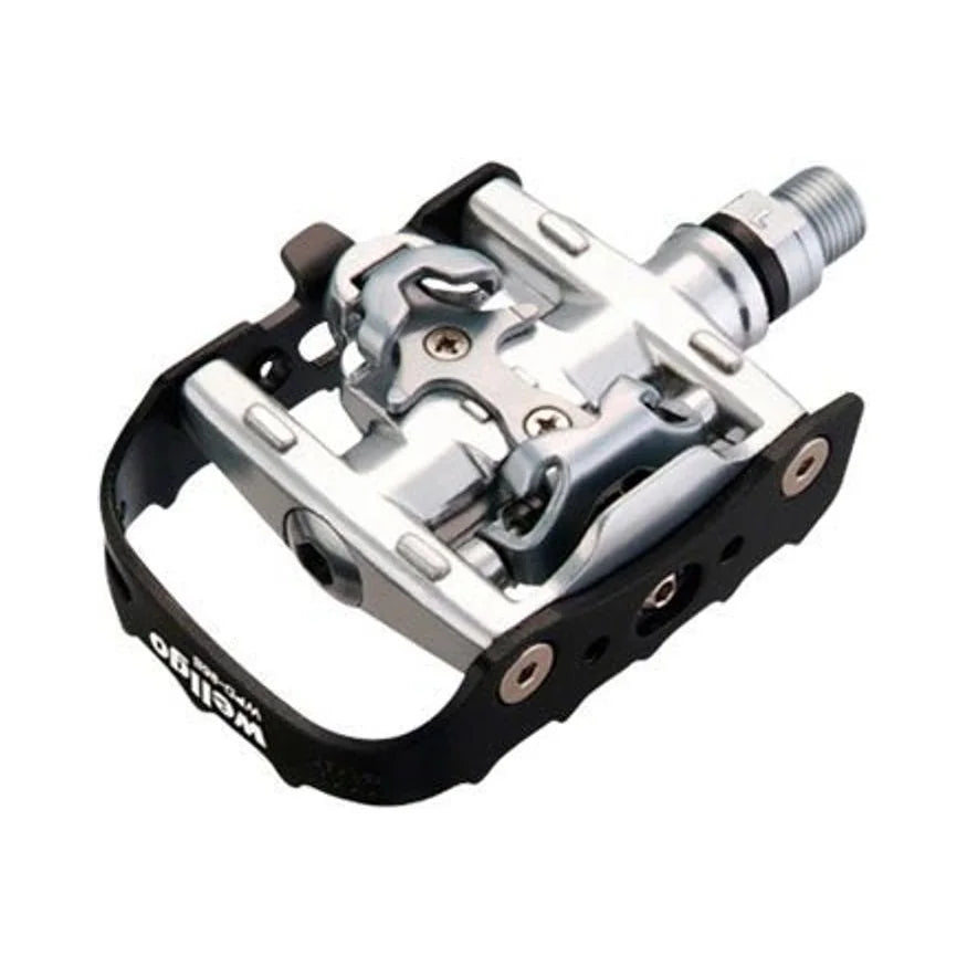 Wellgo WPD-95B Pedals - Single Side Clipless with Platform, Aluminum, 9/16", Black/Silver (Bicycle Pedals) – studio product