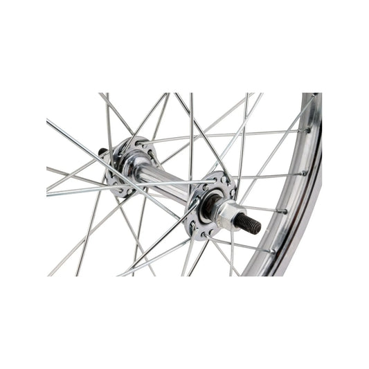 Wheelmaster 18" Juvenile Front Wheel – Chrome (Bicycle Wheels) – close-up detail