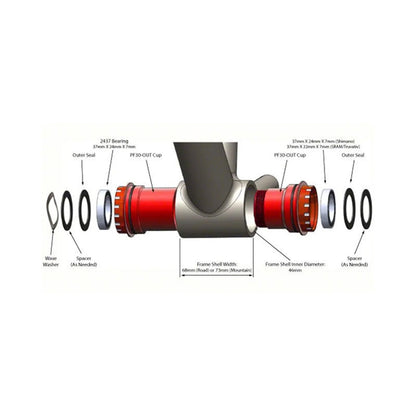 Wheels Manufacturing PressFit 30 to SRAM Bottom Bracket with Angular Contact Bearings Black Cups – Wheels Manufacturing PressFit 30 to SRAM Bottom Bracket with Angular Contact Bearings Black Cups (Bicycle Bottom Brackets) (view 2 of 2)