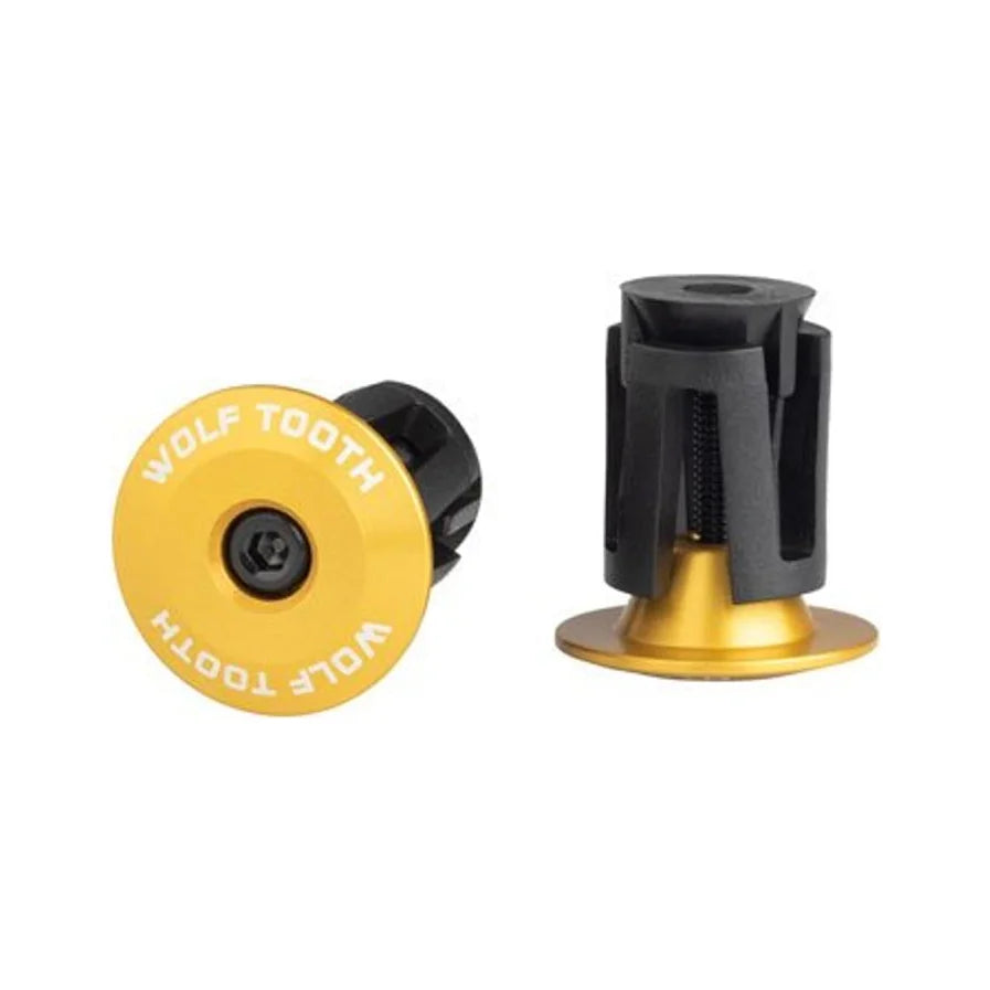Wolf Tooth Alloy Bar End Plugs - Gold – studio product photo