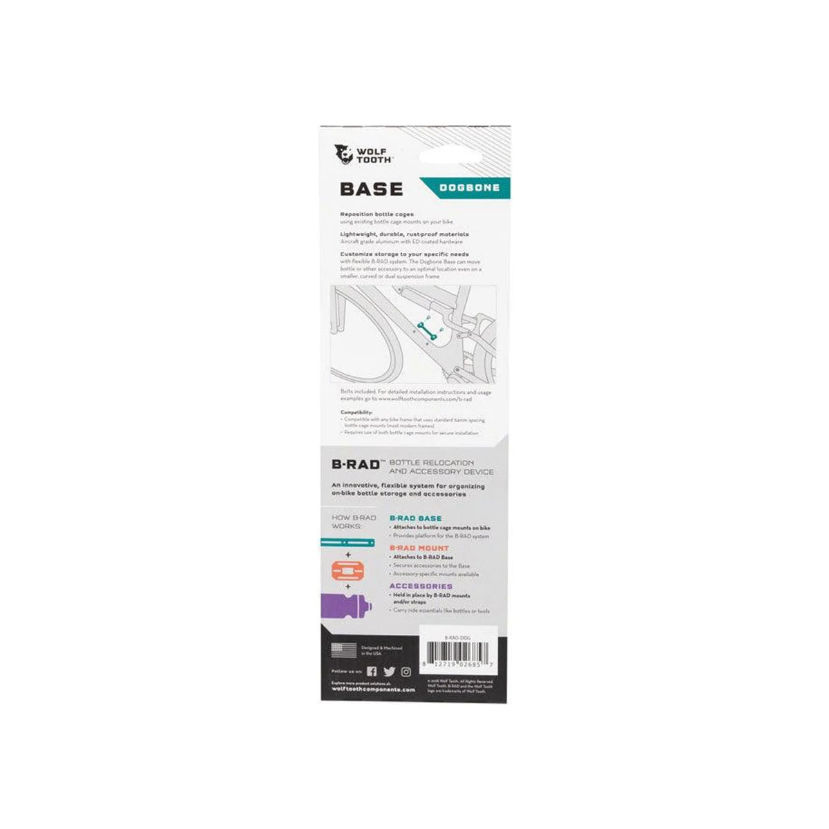 Wolf Tooth B-RAD Dogbone Base (Water Bottle Cages) – front profile