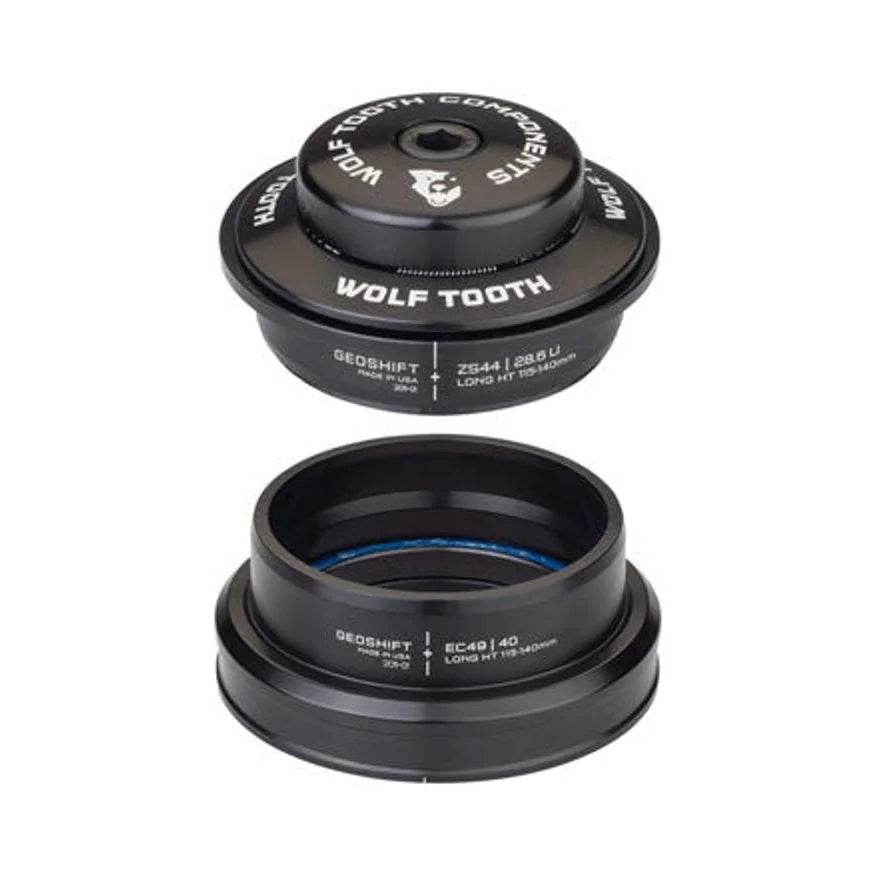Wolf Tooth GeoShift Performance Angle Headset - 1 Deg, Long, ZS44/EC49, Black (Bicycle Headsets) – studio product photo