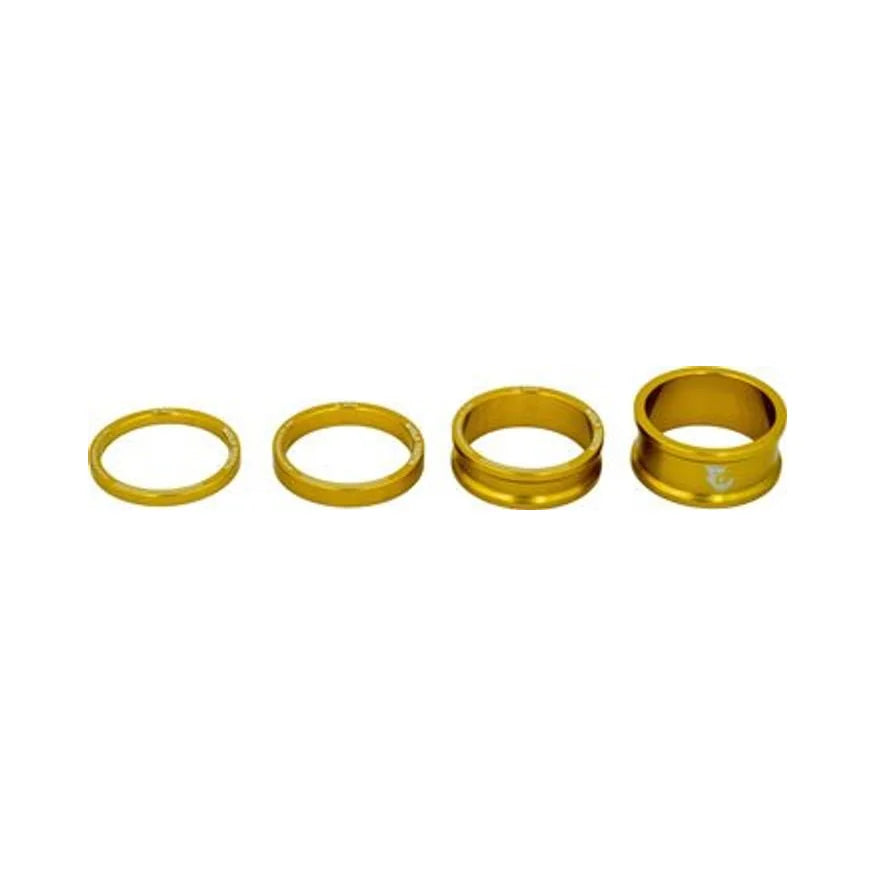Wolf Tooth Headset Spacer Kit 3, 5, 10, 15mm, Gold (Bicycle Headset Spacers) – studio product photo