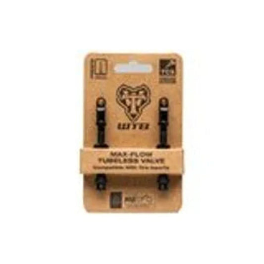 WTB TCS Max-Flow Tubeless Valves - 44mm, Black, Pair (Bicycle Tire Valves) – studio product photo