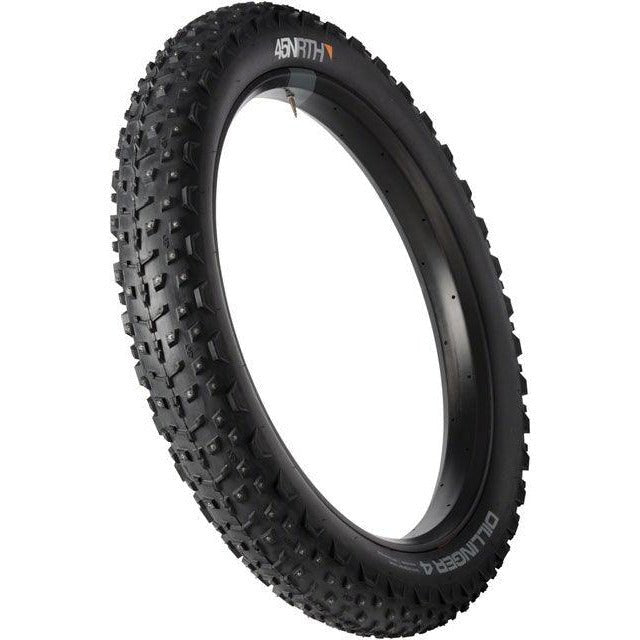 45NRTH Dillinger 4 Tire - 26 x 4, Tubeless, Folding, Black, 120tpi, 240 Concave Carbide Aluminum Studs - Alaska Bicycle Center