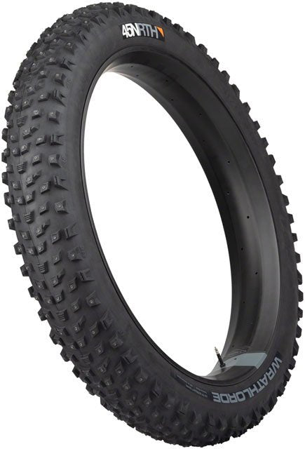 45NRTH Wrathlorde Tire - 26 x 4.2, Tubeless, Folding, Black, 120tpi, 300 XL Concave Carbide Aluminum Studs - Alaska Bicycle Center