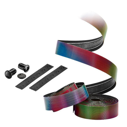 Ciclovation Halo Touch Handlebar Tape, Rainbow w/Blk Plugs - Alaska Bicycle Center