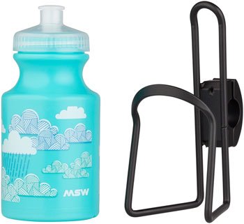 MSW Kids Water Bottle and Cage Kit - Clouds w/ Black Cage - Alaska Bicycle Center