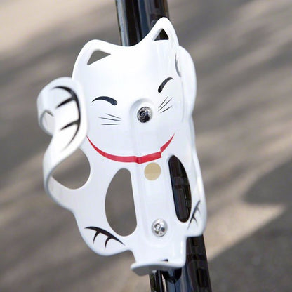 Portland Design Works Lucky Cat Water Bottle Cage: White Cat - Alaska Bicycle Center
