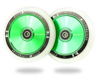 Root Industries - 110mm AIR Wheels - White/ Green - Alaska Bicycle Center
